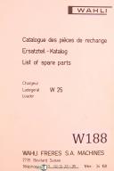 Wahli-Wahli W 37, Loader, Spare Parts, De Pieces de Rechange, Ersatzteil , Manual 1973-W 37-01